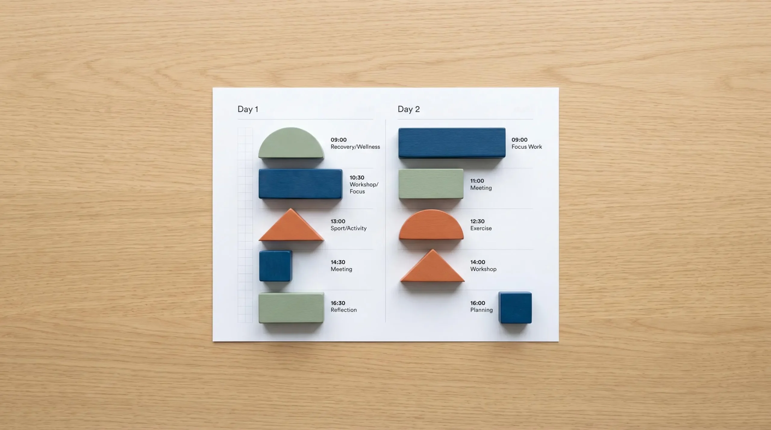 Illustration 3D abstraite d'une timeline avec sphères et cylindres colorés reliés par ligne courbe sur fond blanc